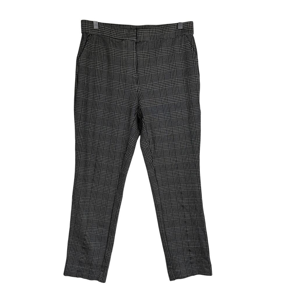 Banana Republic High Rise Womens Slim Leg Houndstooth Pants Ankle Gray Black - 6